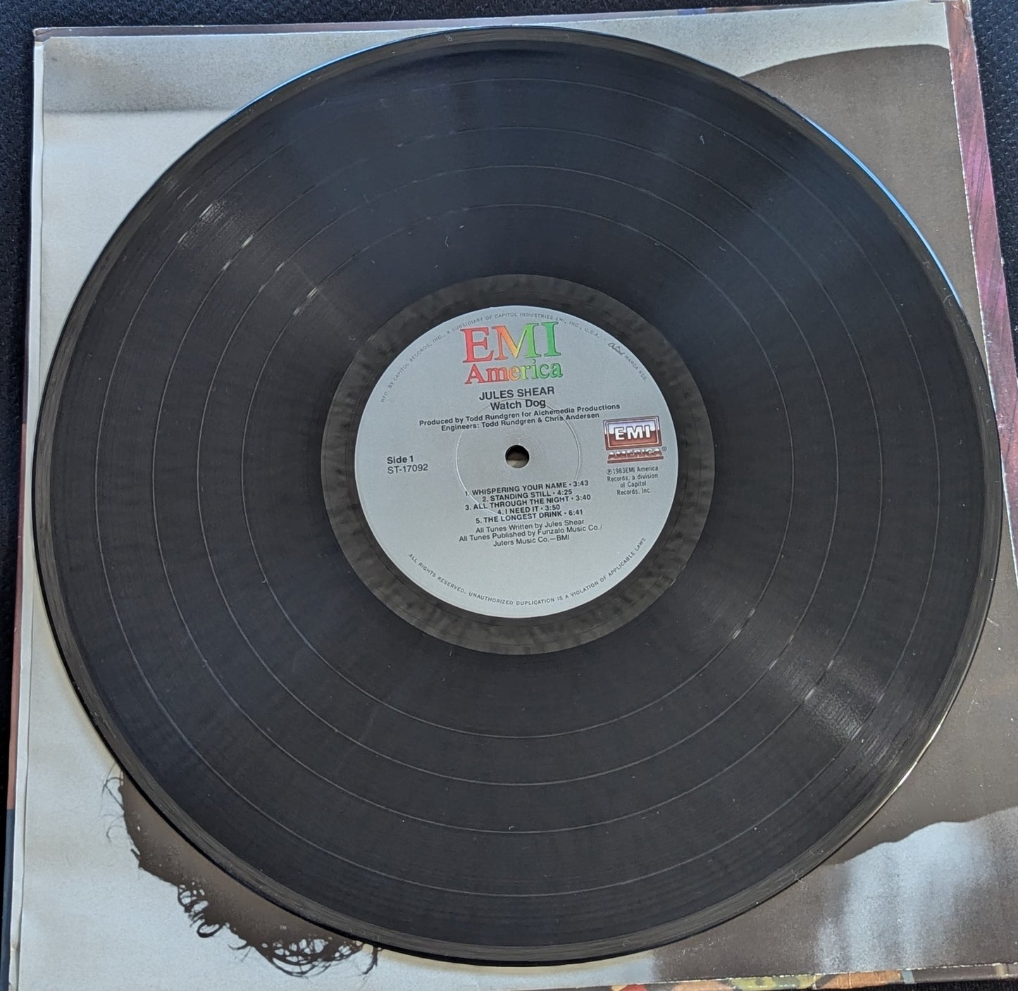 JULES SHEAR Watch Dog LP Vinyl Record 1983 EMI ST-17092 (VG+ Vinyl, VG Sleeve)