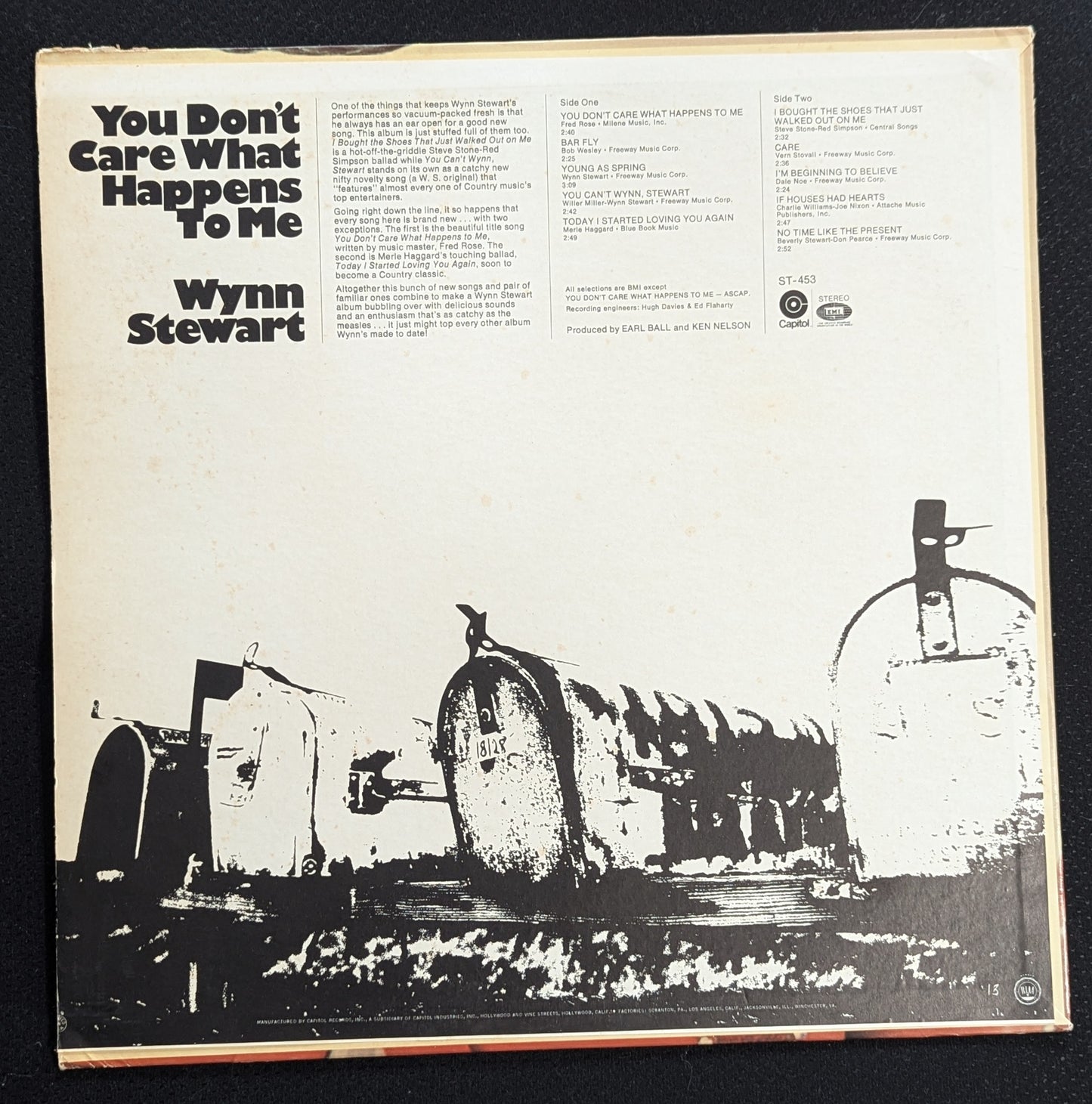 WYNN STEWART You Don't Care What Happens To Me LP Vinyl Record 1970 ST-453 (VG Vinyl, VG Sleeve)