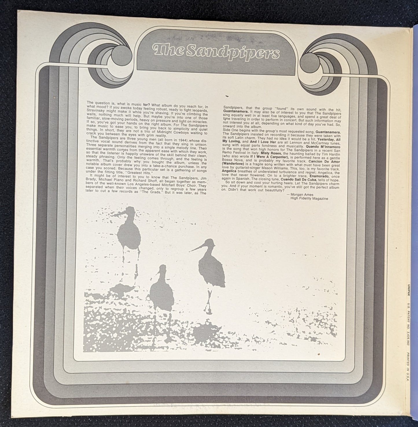 THE SANDPIPERS Greatest Hits LP Vinyl Record 1970 A&M SP 4246 Guantanamera (VG Vinyl, VG Sleeve)