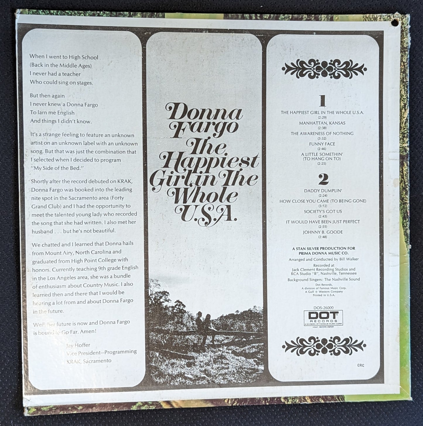 DONNA FARGO The Happiest Girl in The Whole USA LP Vinyl Record ABC DOT DOS 26000 (VG+ Vinyl, G+ Sleeve)