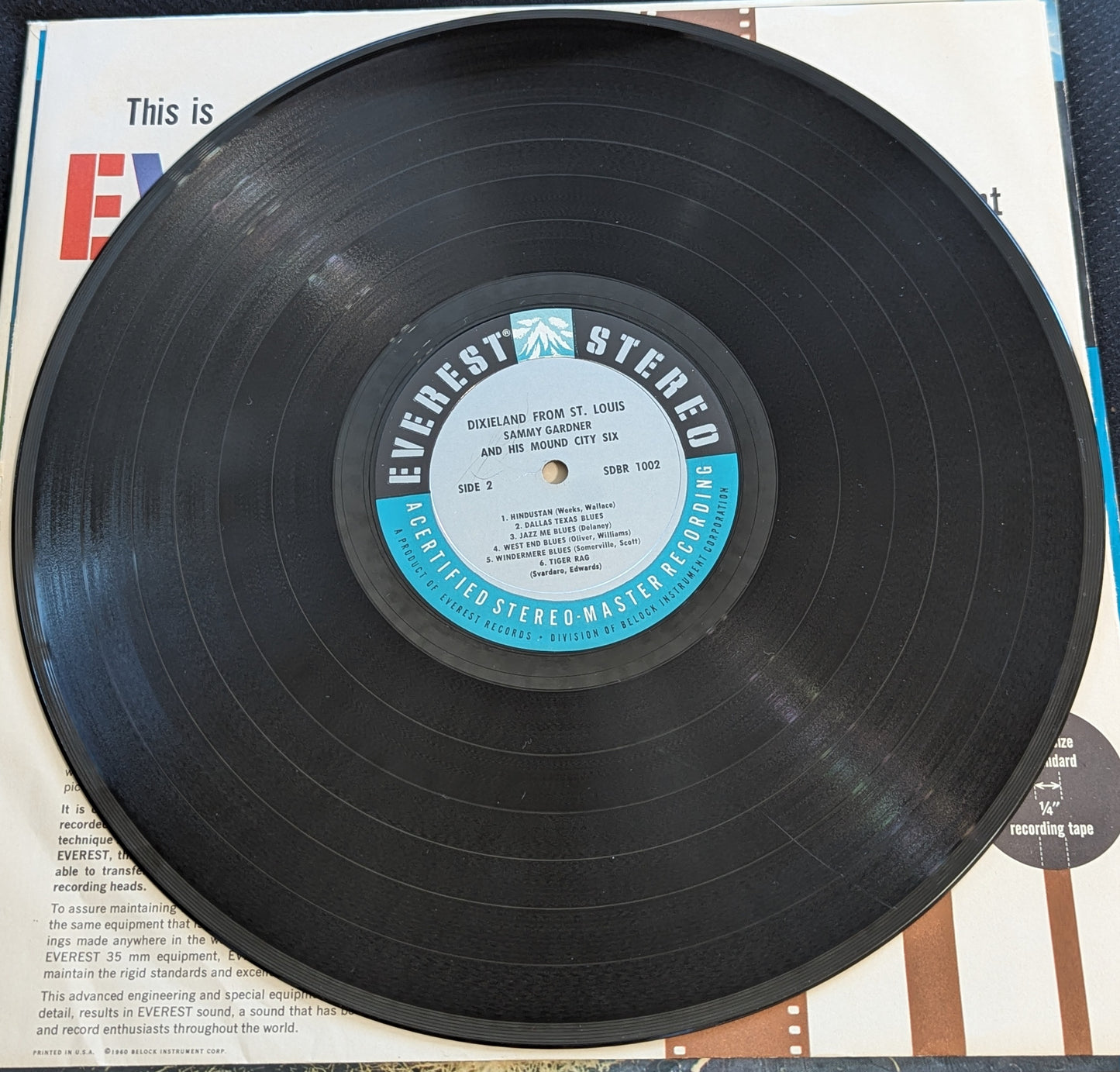 SAMMY GARDNER MOUND CITY SIX Dixieland From St. Louis 1958 Everest SDBR 1002 (VG Vinyl, VG Sleeve)