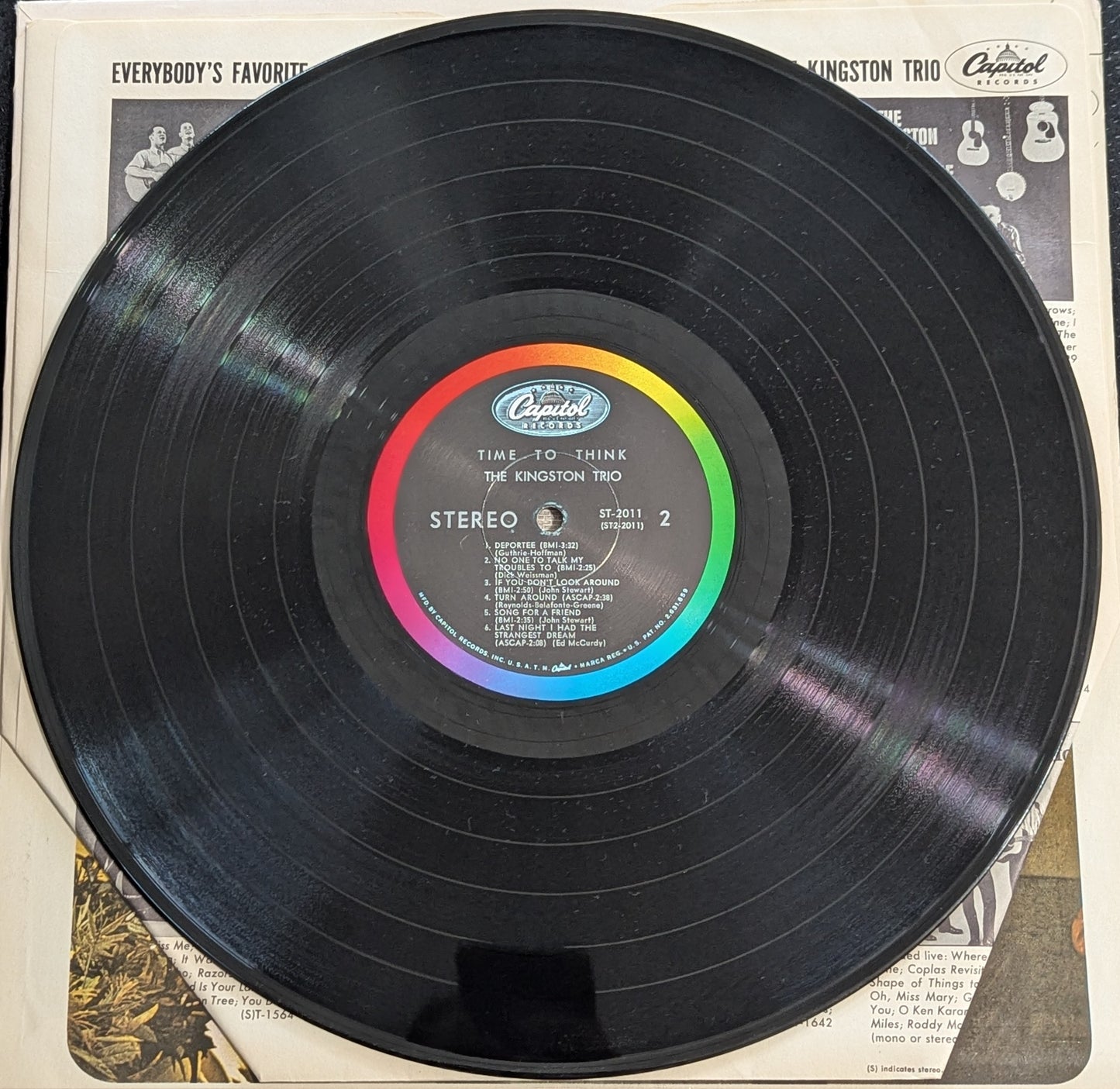 THE KINGSTON TRIO Time To Think LP Vinyl Record 1964 Capitol ST 2011 Folk (VG Vinyl, VG Sleeve)