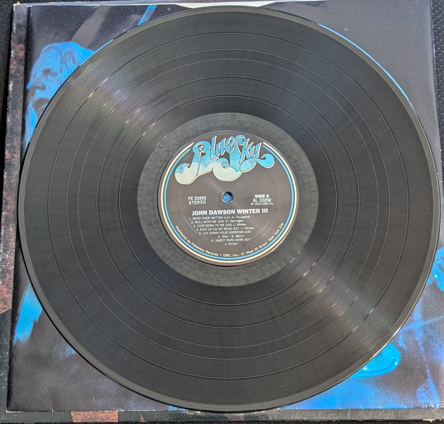 JOHNNY WINTER John Dawson Winter III LP Vinyl Record 1974 Blue Sky PZ 33292 (VG Vinyl, G+ Vinyl)