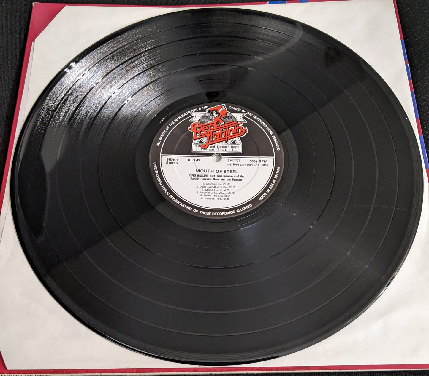 KING BISCUIT BOY Mouth Of Steel LP Vinyl Record UK 1984 Red Lightnin RL 0049 (VG Vinyl, VG+ Sleeve)