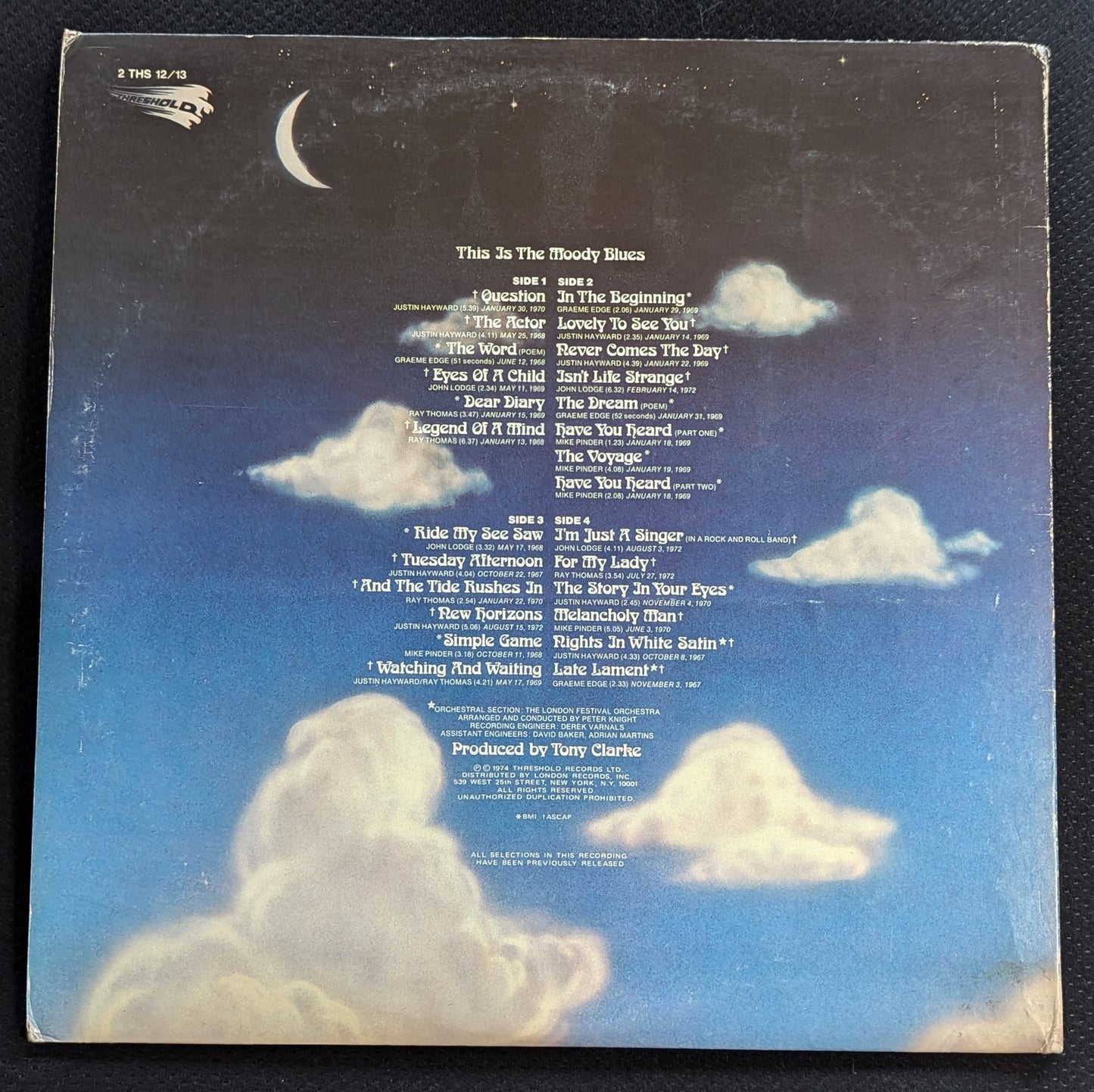 THE MOODY BLUES This Is The Moody Blues 2xLP Vinyl Record 1974 Threshold (VG Vinyl, VG Sleeve)