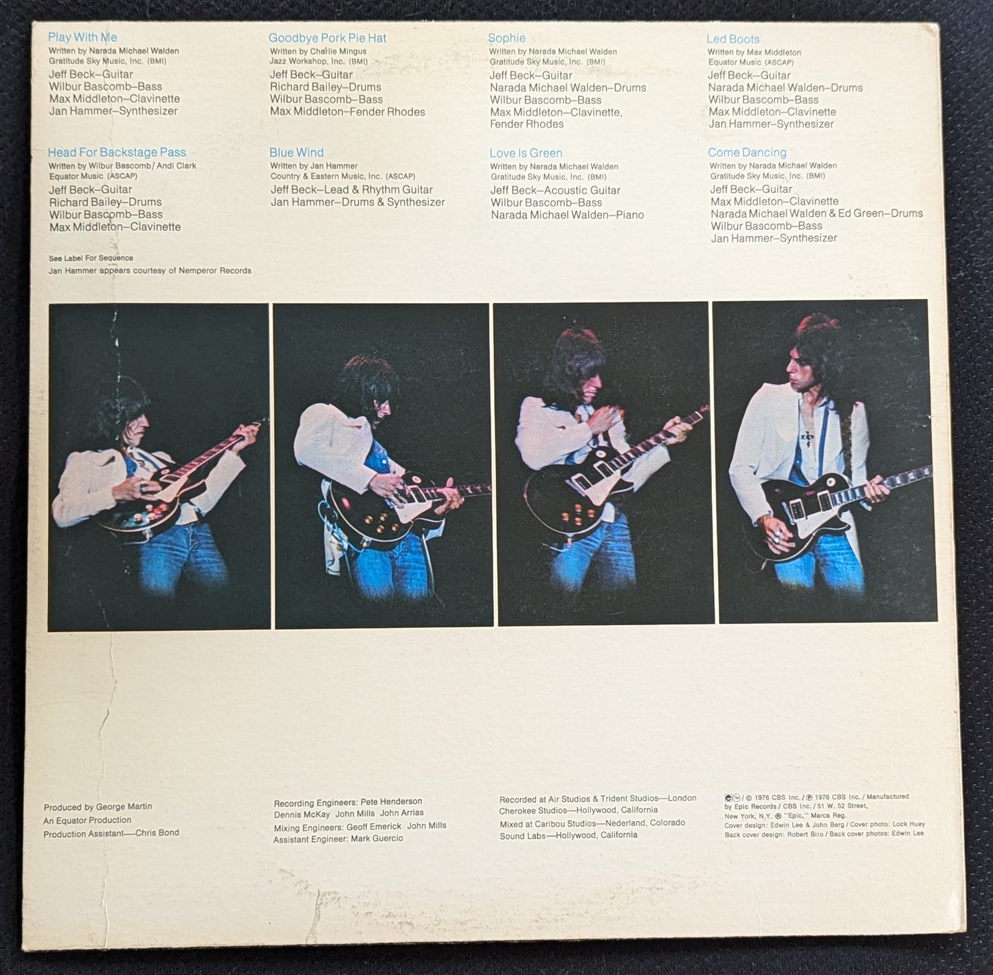 JEFF BECK Wired LP Vinyl Record 1976 EPIC PE 33849 Jazz Rock ( VG Vinyl, G+ Sleeve)