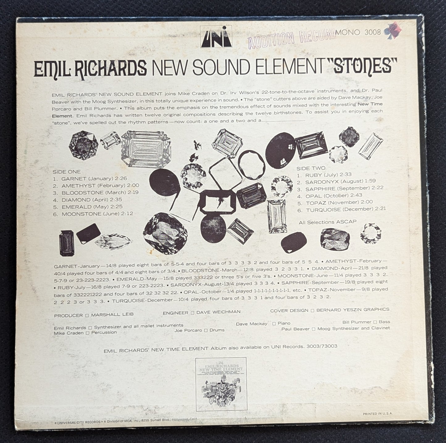 EMIL RICHARDS Stones New Sound Element LP Vinyl Record Universal City 73008 (VG Vinyl, G Sleeve)