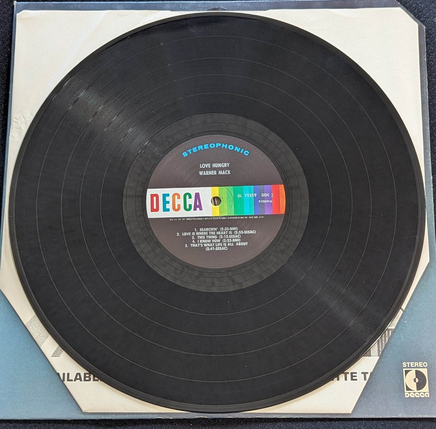 WARNER MACK Love Hungry LP Vinyl Record 1970 Decca DL 75219 (VG Vinyl, VG Sleeve)
