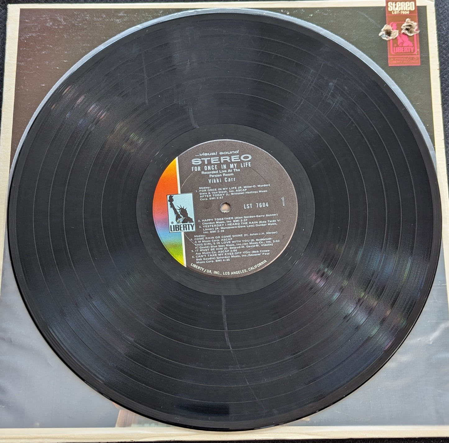 VIKKI CARR For Once In My Life LP Vinyl Record 1969 Liberty LST-7604  (VG Vinyl, G+ Sleeve)