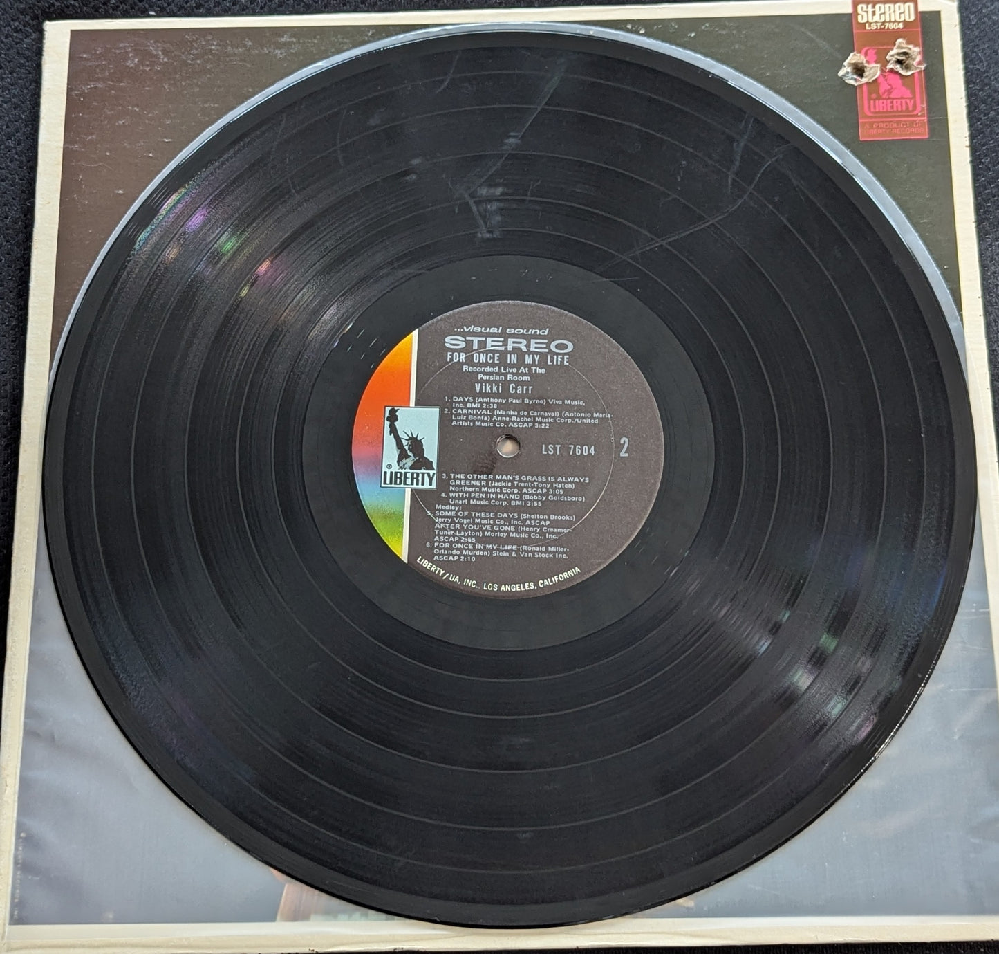 VIKKI CARR For Once In My Life LP Vinyl Record 1969 Liberty LST-7604  (VG Vinyl, G+ Sleeve)