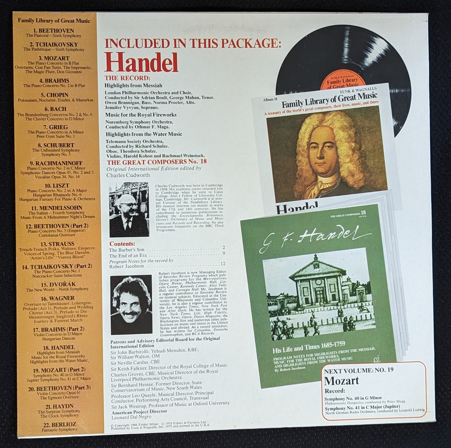 HANDEL Highlights From Messiah Family Library of Great Music RCA Custom FW-318 (VG+ Vinyl, VG+ Sleeve)