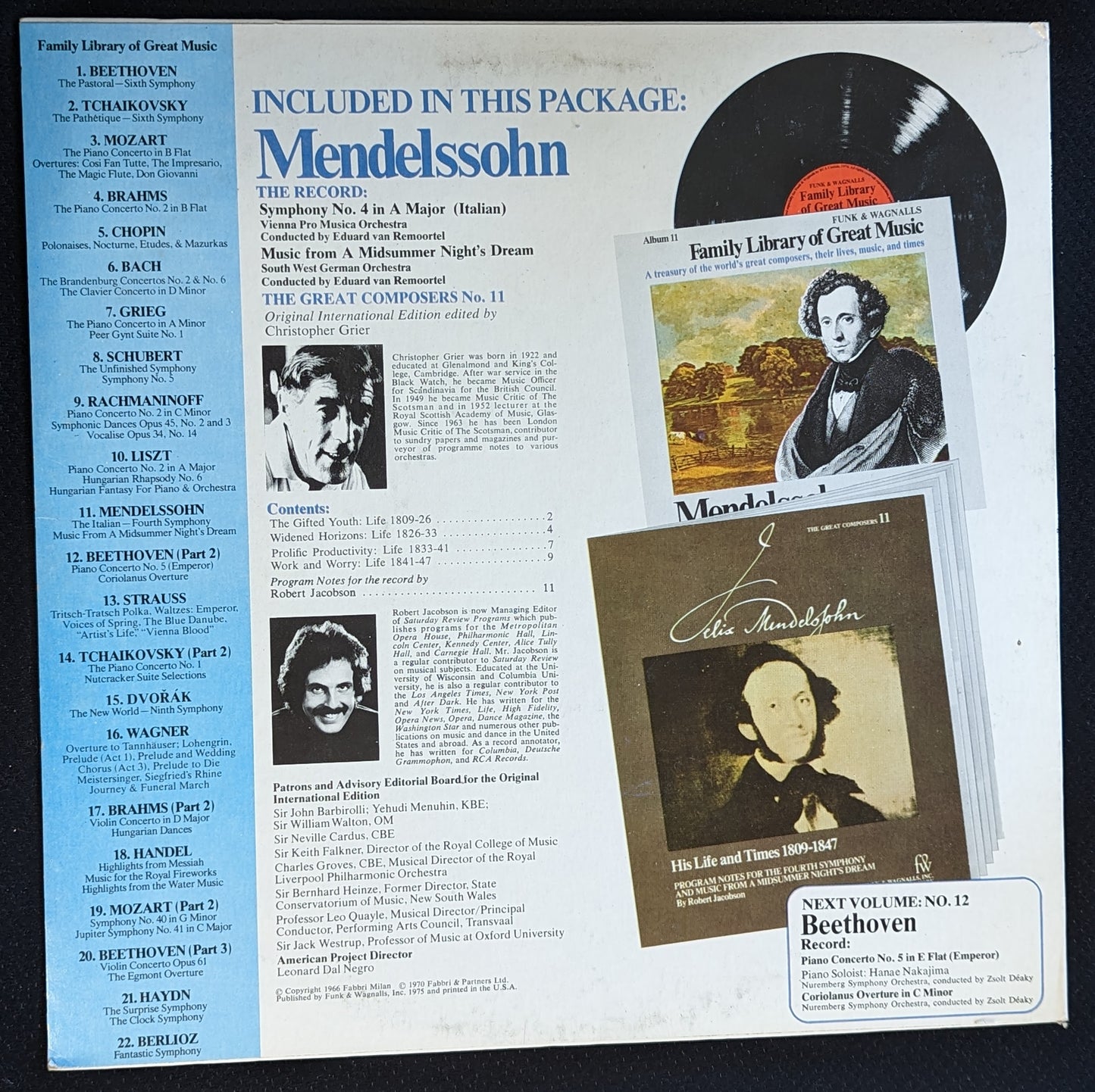 MENDELSSOHN The Italian Fourth Symphony A Midsummer Night's Dream RCA FW-311 (VG Vinyl, VG+ Sleeve)