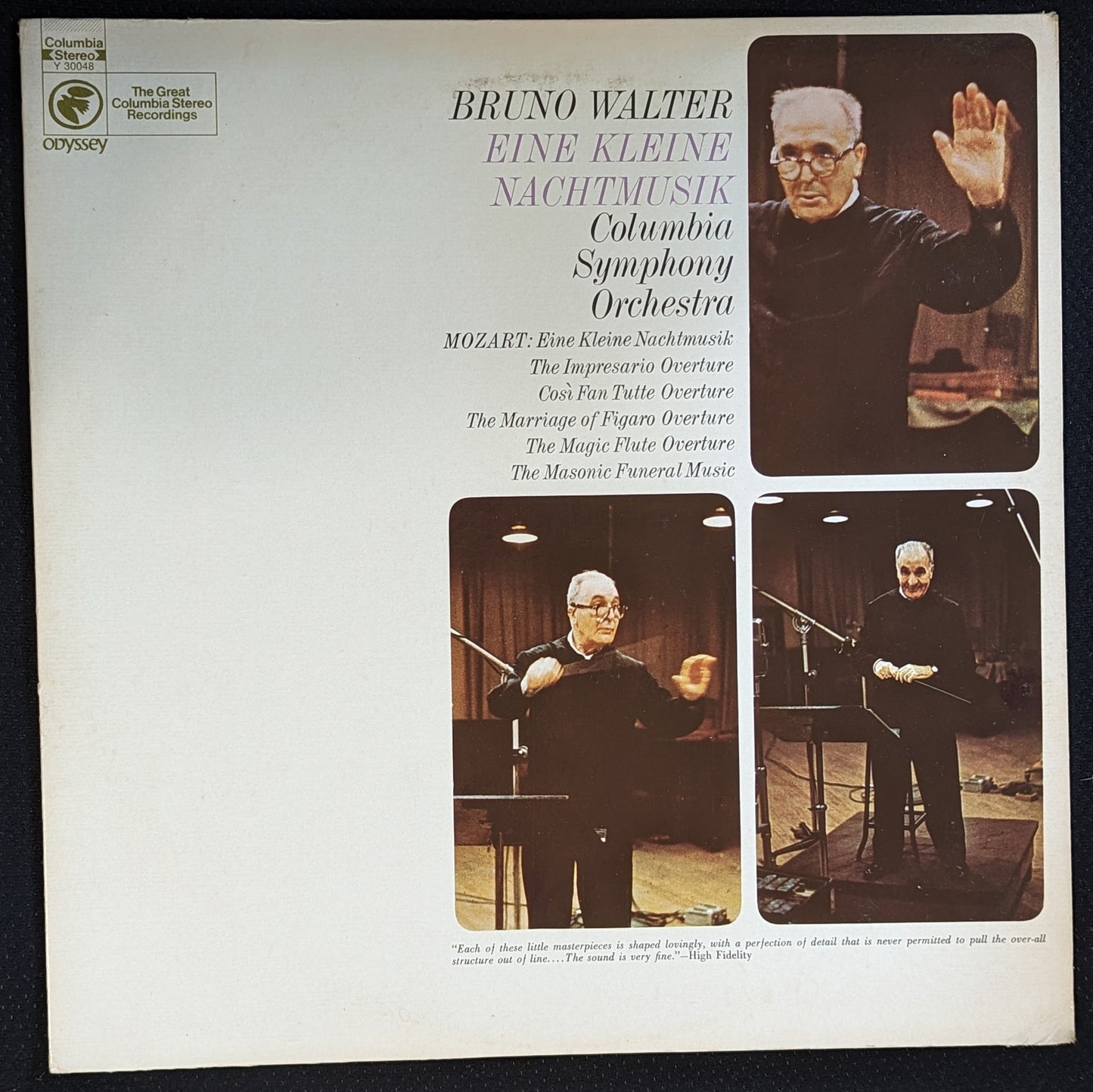 BRUNO WALTER Eine Kleine Nachtmusik MOZART LP Vinyl Record Columbia Y 30048 (VG Vinyl, VG Sleeve)