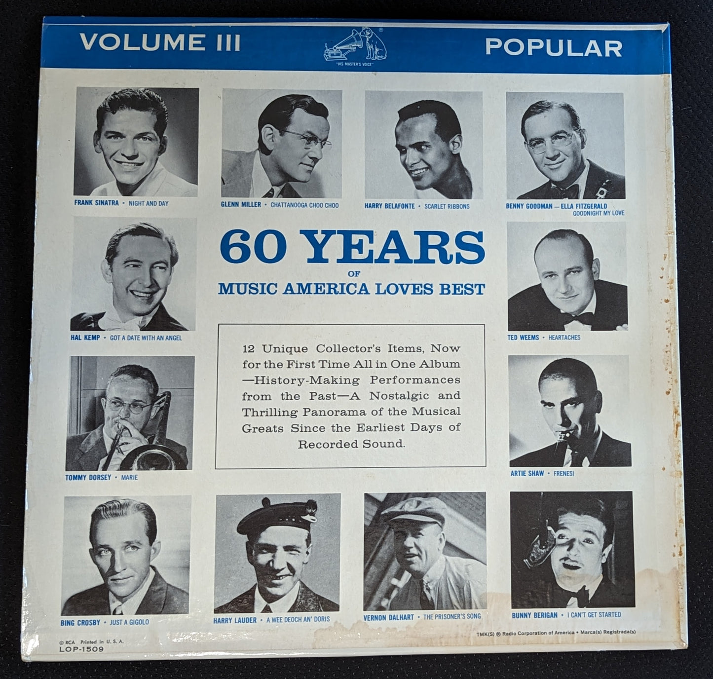 60 Years Of Music America Loves Best Volume III Popular LOP-1509 Vinyl Record (VG Vinyl, G Sleeve)