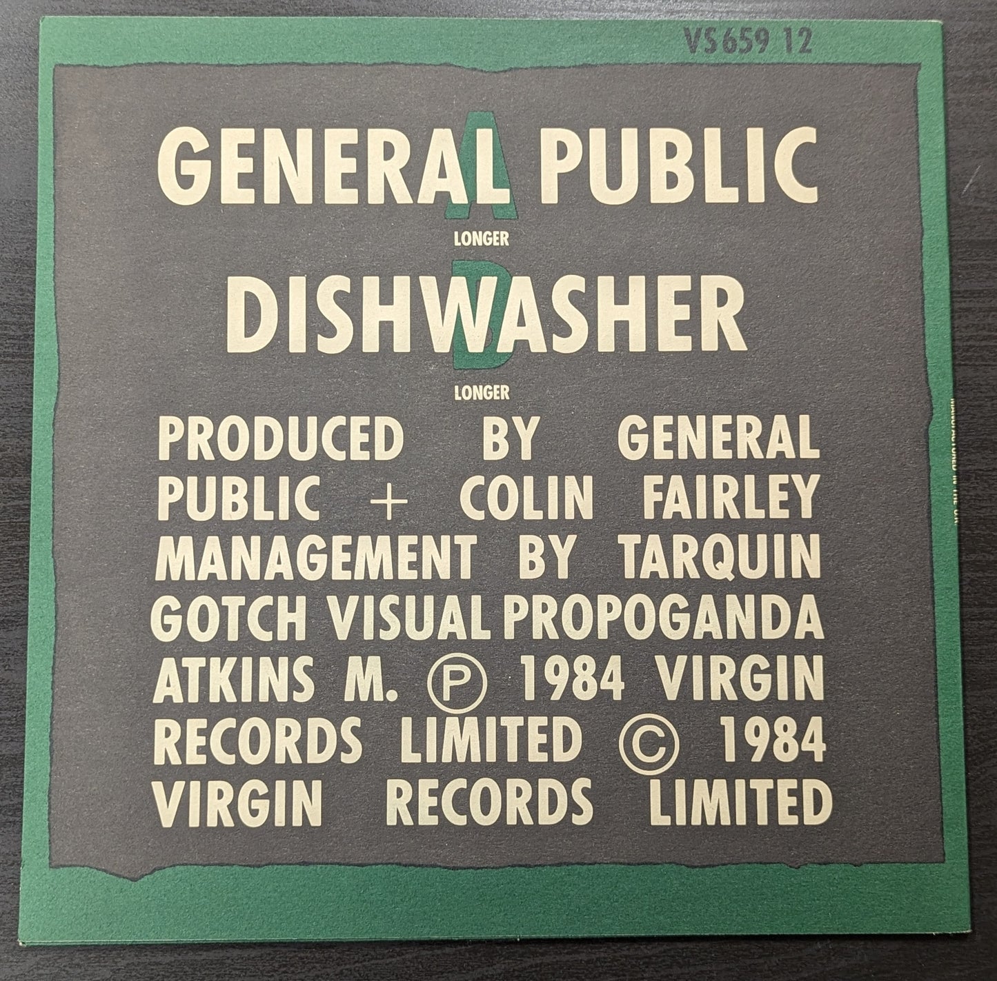 GENERAL PUBLIC General Public / Dishwasher 12" Single 45 RPM UK 1984 Virgin (VG+ Vinyl, VG+ Sleeve)