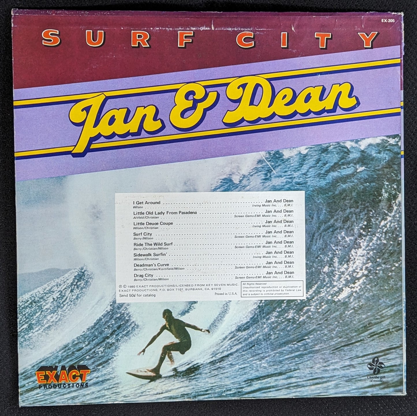 JAN & DEAN Surf City Original Artists LP Vinyl Record 1980 Exact Prod EX 205 (VG+ Vinyl, VG Sleeve)