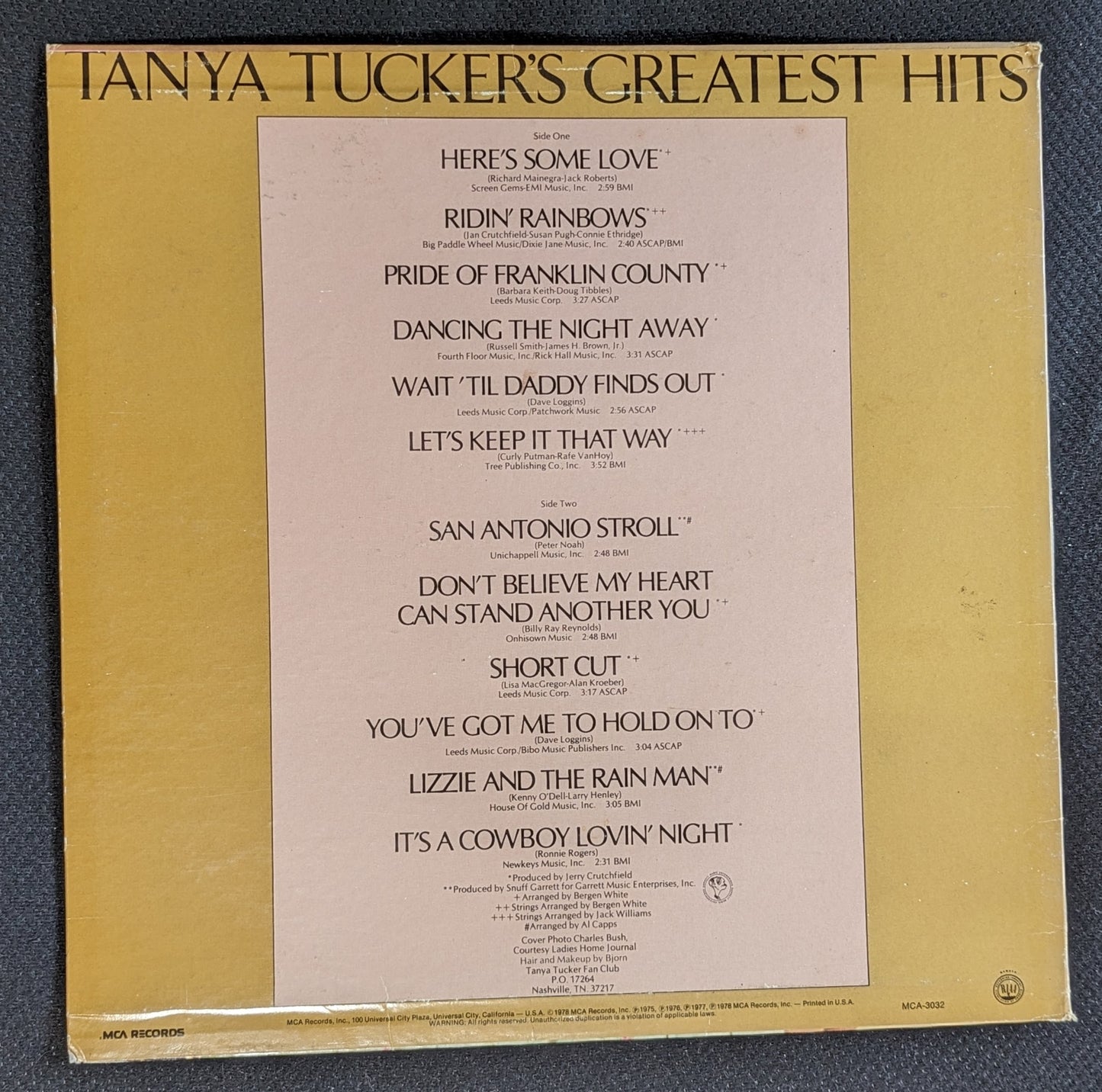 Tanya Tucker's Greatest Hits LP Vinyl Record 1980 Reissue MCA-3032 (VG Vinyl, VG+ Sleeve)