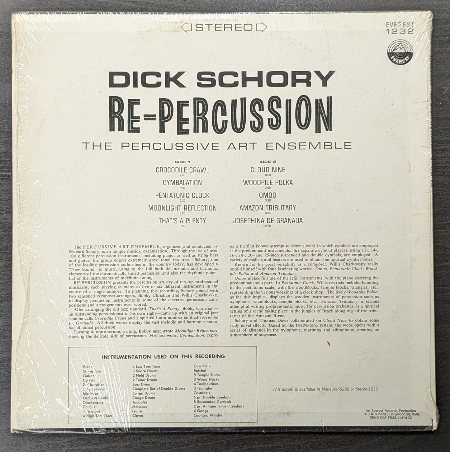 DICK SCHORY Re-Percussion LP Vinyl Record Everest 1232 (VG Vinyl, VG+ Sleeve)