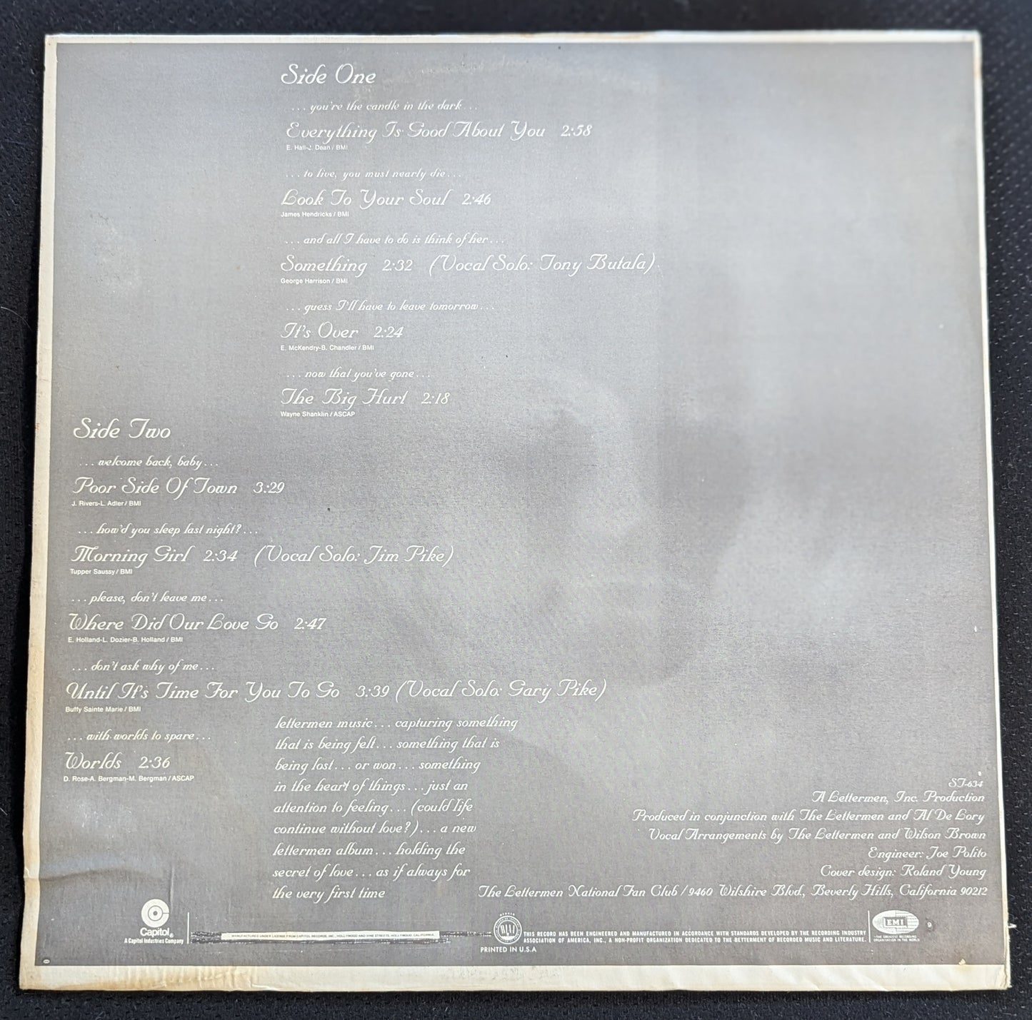 THE LETTERMEN Everything's Good About You LP Vinyl Record 1971 Capitol ST-634 (VG Vinyl, VG Sleeve)