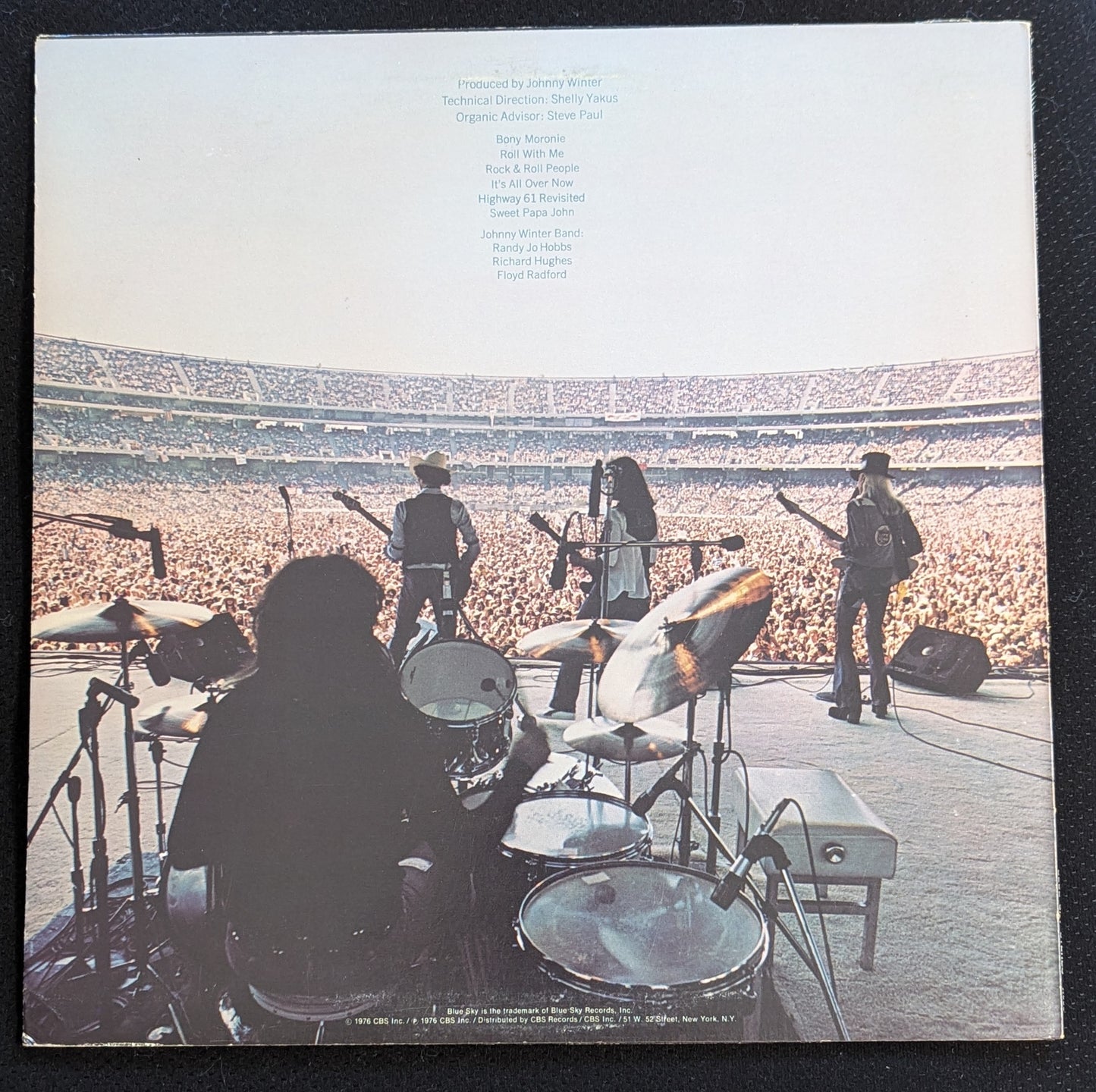 JOHNNY WINTER Captured Live LP Vinyl Record 1976 Blue Sky PZ 33944 (VG Vinyl, G+ Sleeve)