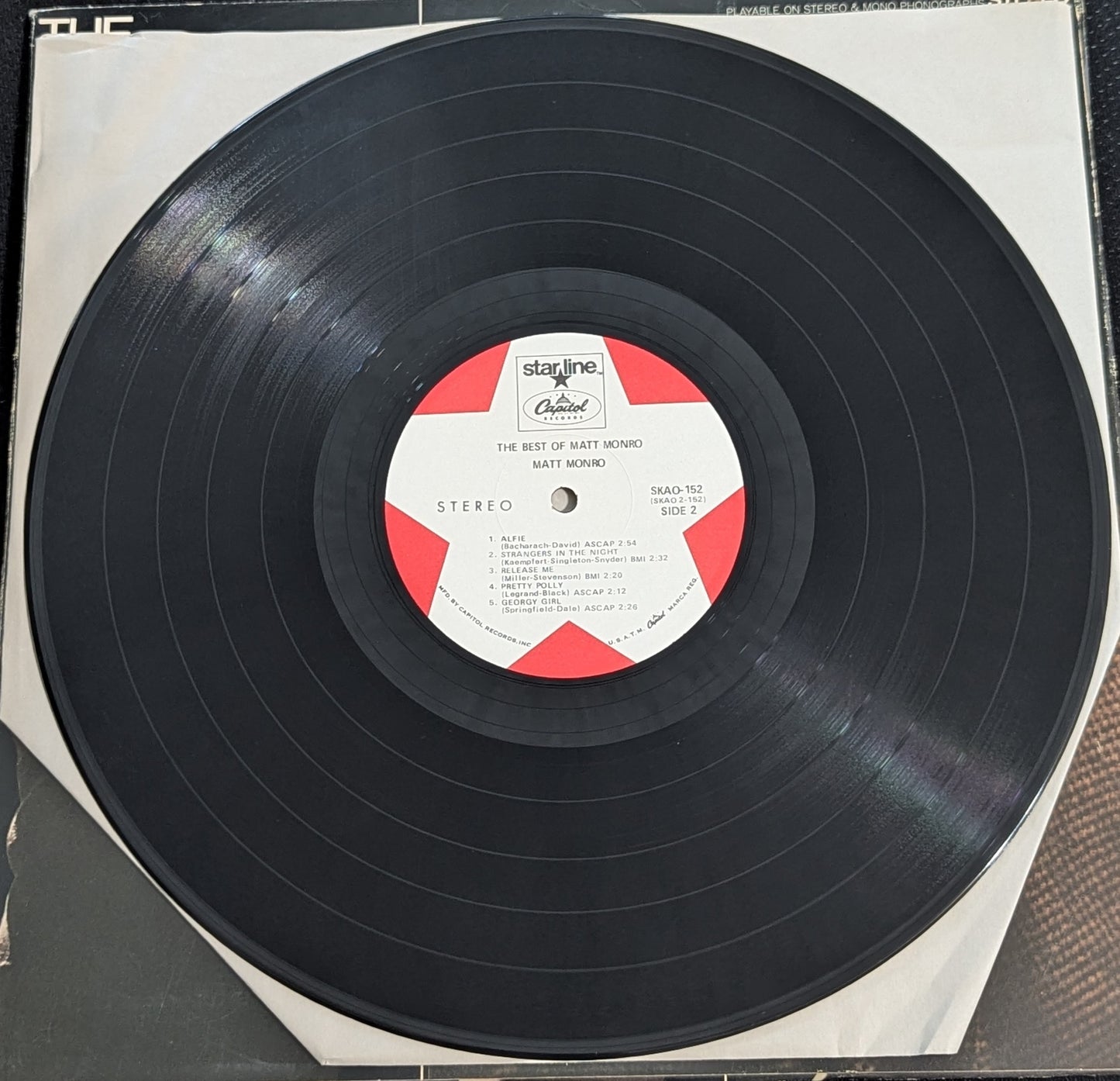 MATT MONRO The Best of Matt Monro LP Vinyl Record Capitol SKAO 152 (VG Vinyl, G+ Sleeve)