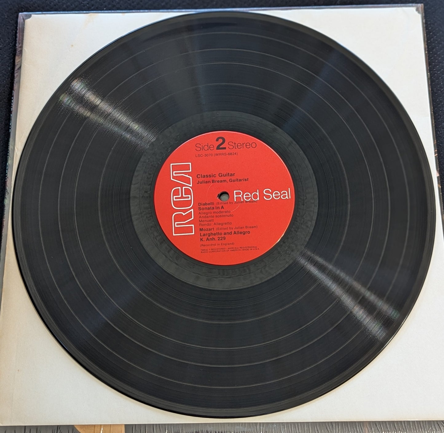 JULIAN BREAM Classic Guitar LP Vinyl Record 1969 RCA Red Seal LSC-3070 (VG Vinyl, VG+ Sleeve)
