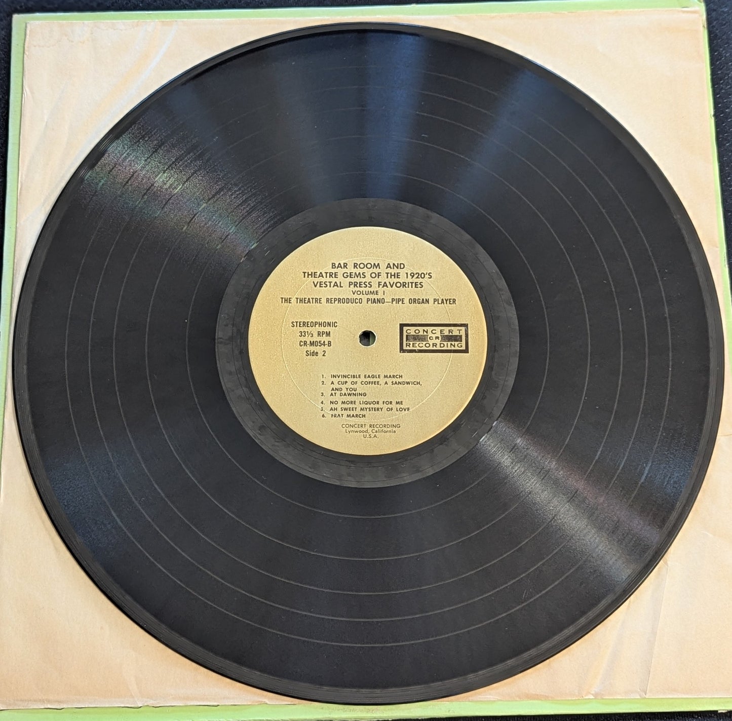 Bar Room And Theatre Gems Of The 1920's LP Vinyl Record CR-M054 (VG Vinyl, VG Sleeve)