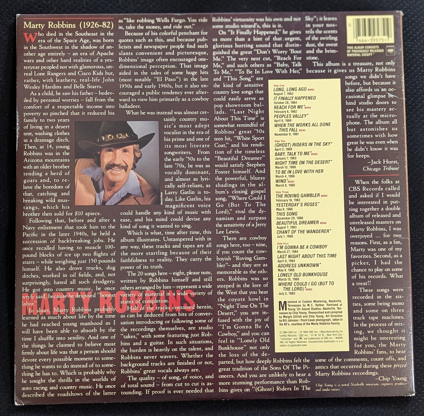 MARTY ROBBINS Long Long Ago 2xLP Vinyl Record 1984 Columbia KC2 39575 (VG+ Vinyl, VG Sleeve)