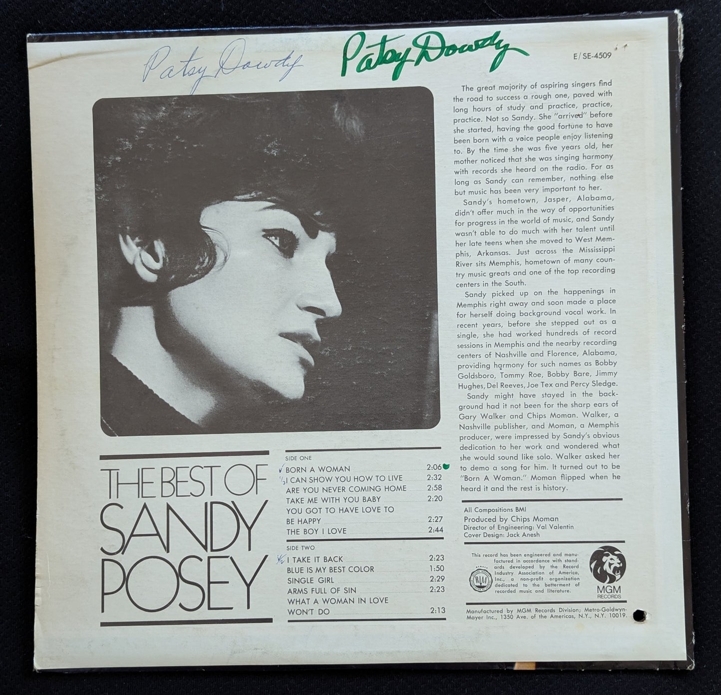SANDY POSEY The Best Of Sandy Posey LP Vinyl Record MGM E-4509 (VG Vinyl, G+ Sleeve)