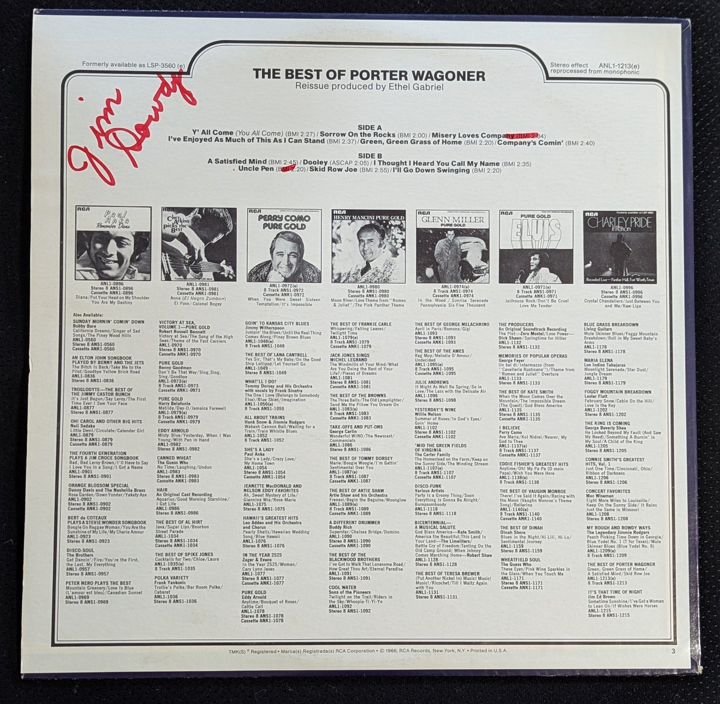 PORTER WAGONER The Best Of Porter Wagoner ANL1-1213(e) LP Vinyl Record Country (VG Vinyl, VG Sleeve)