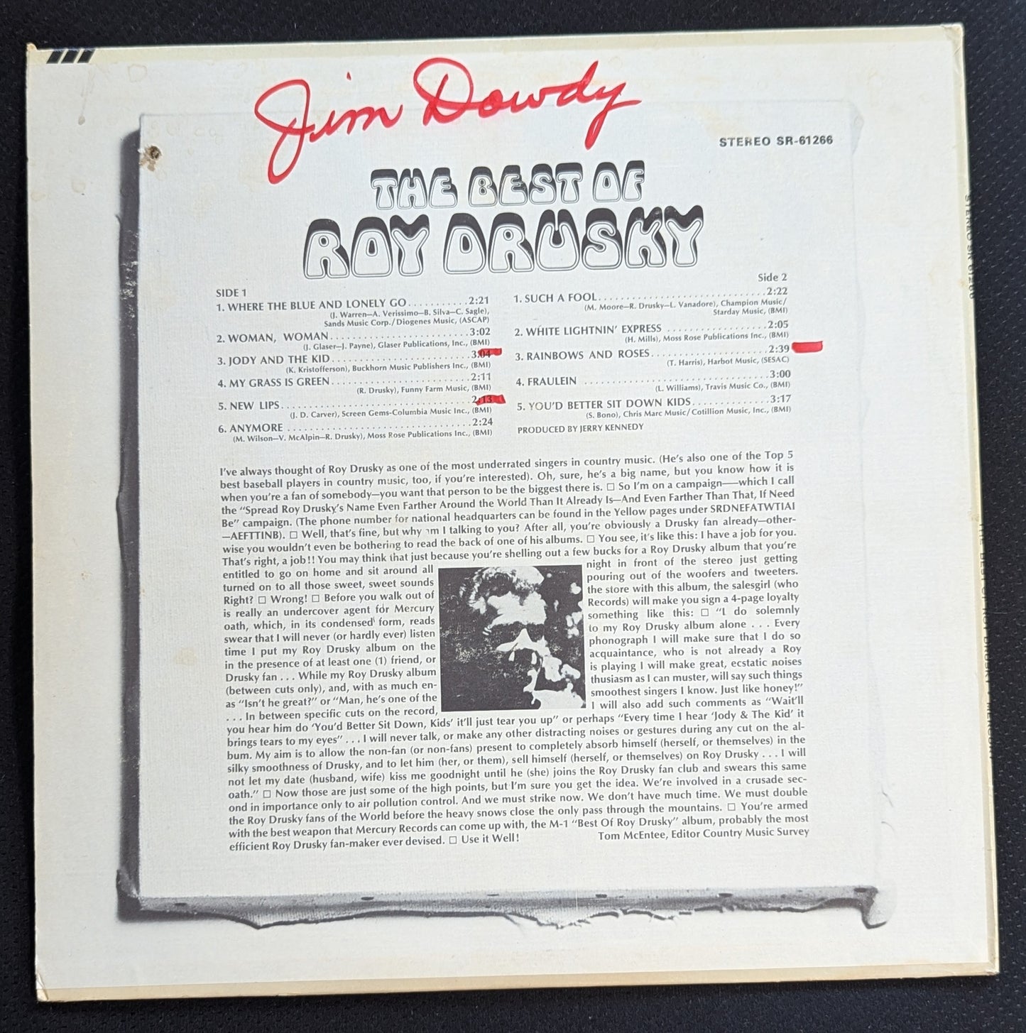 ROY DRUSKY The Best Of Roy Drusky LP Vinyl Record 1970 Mercury SR61266 ( VG Vinyl, VG Sleeve)