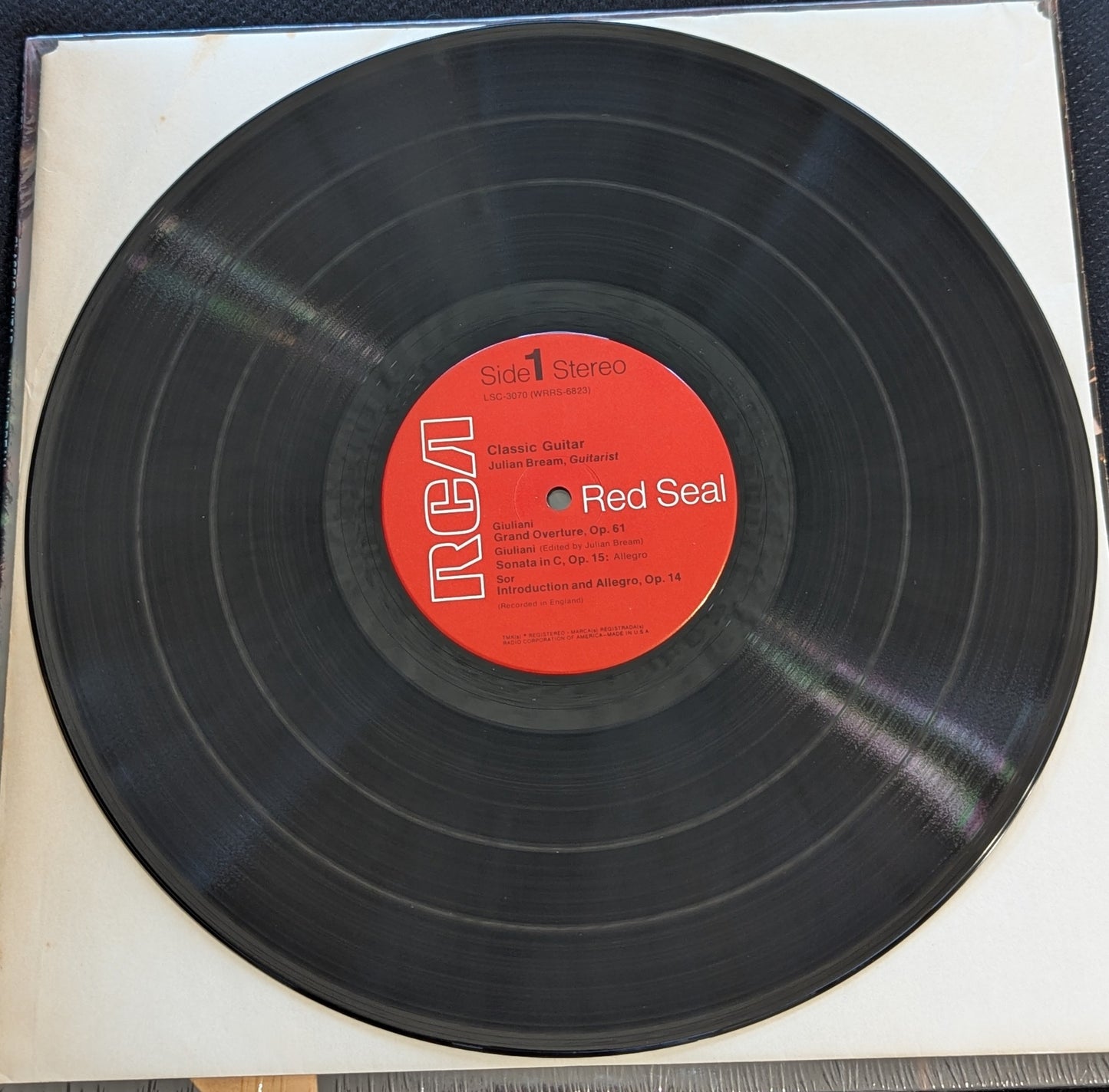 JULIAN BREAM Classic Guitar LP Vinyl Record 1969 RCA Red Seal LSC-3070 (VG Vinyl, VG+ Sleeve)