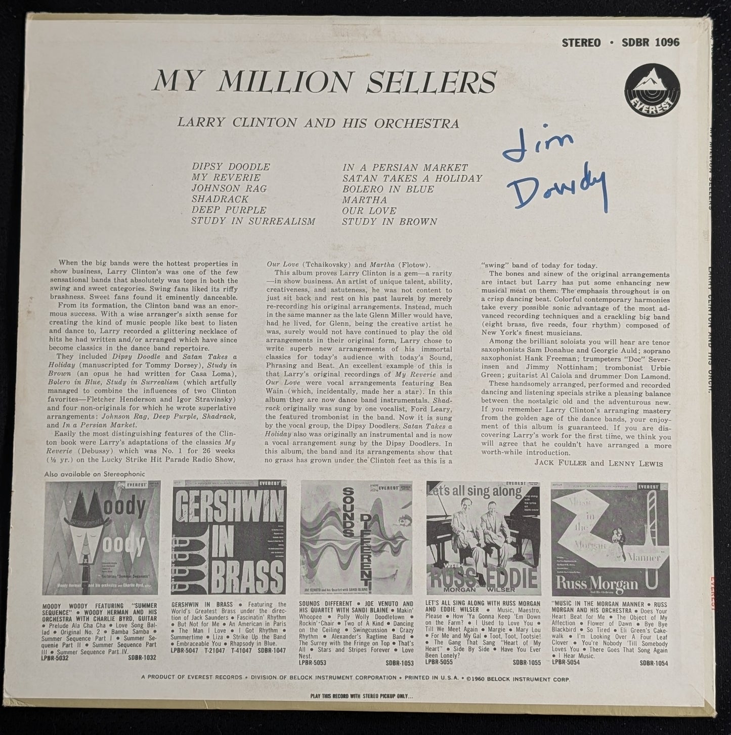 LARRY CLINTON My Million Sellers LP Vinyl Record Everest SDBR 1096 (VG Vinyl, VG Sleeve)