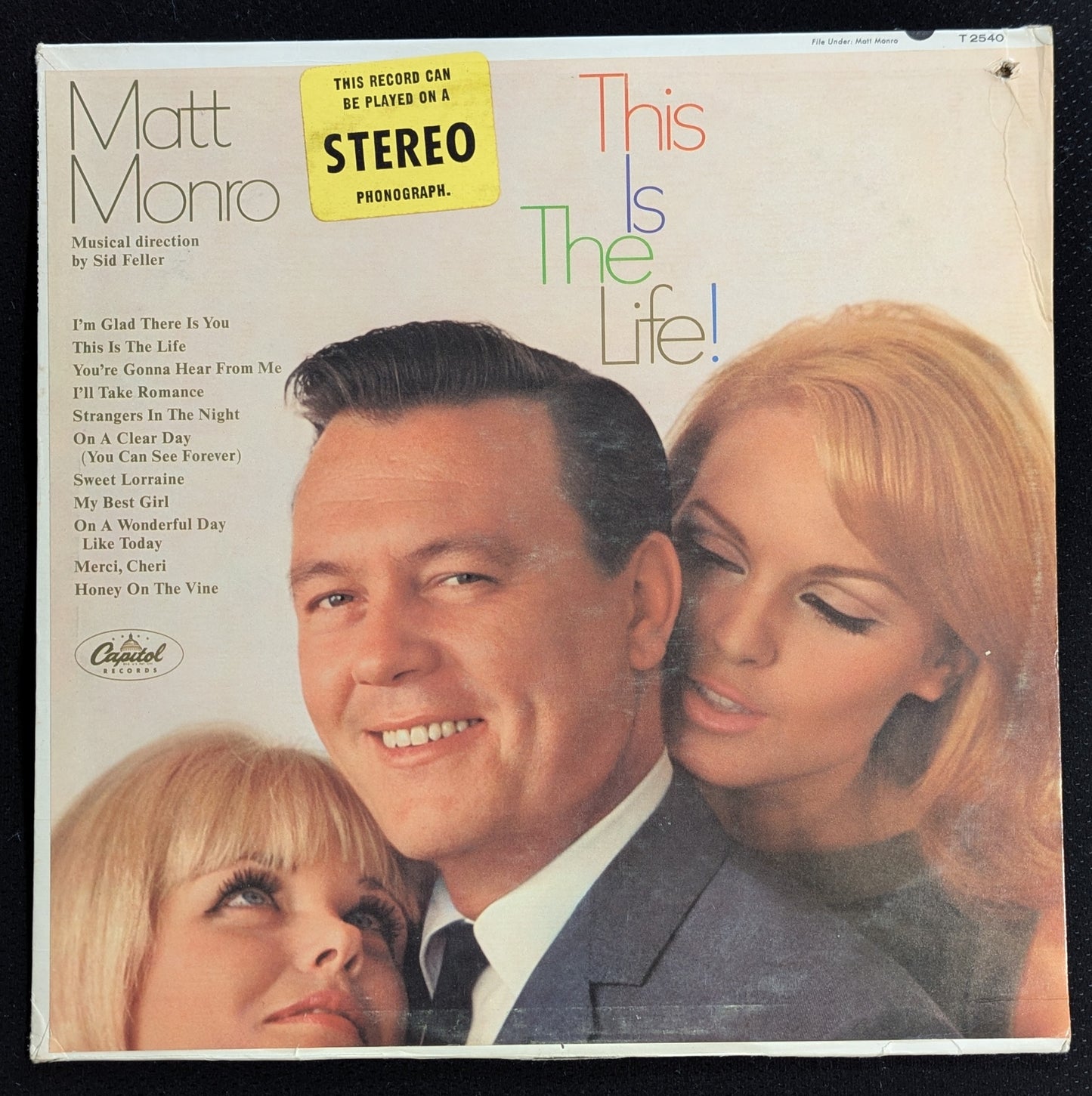 MATT MONRO This Is The Life LP Vinyl Record 1966 Capitol T 2540 (VG Vinyl, G+ Sleeve)
