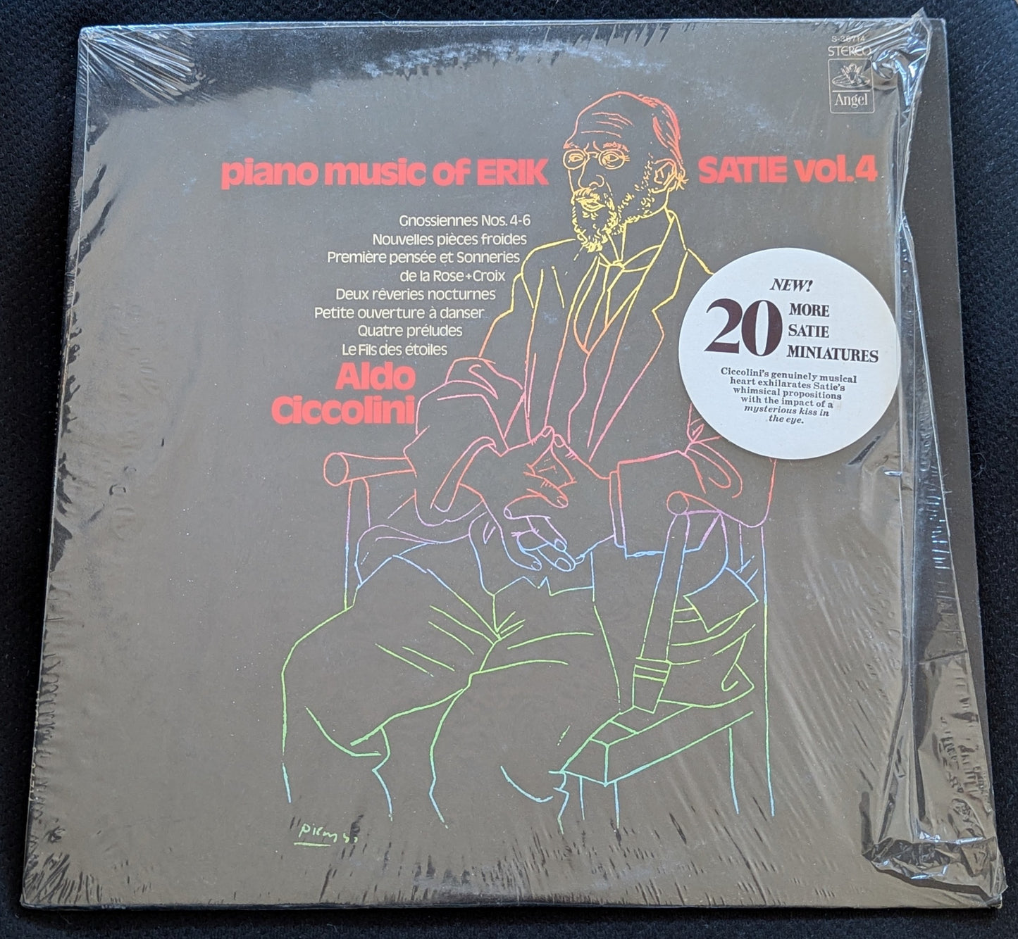 ALDO CICCOLINI Piano Music Of Erik Satie Vol 4 LP Vinyl Records Angel S-36714 (VG Vinyl, VG+ Sleeve)