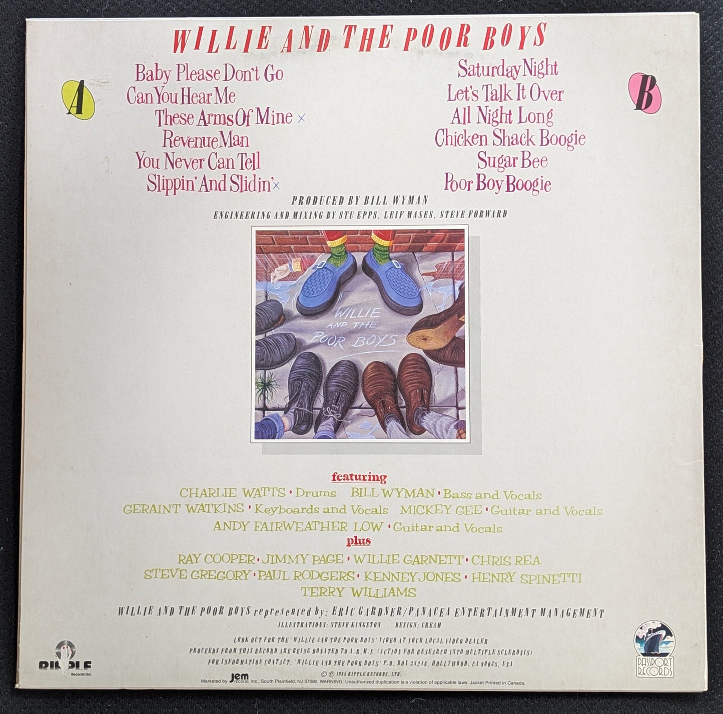 WILLIE AND THE POOR BOYS Self Titled LP Vinyl Record 1985 PB6047 (VG+ Vinyl, VG Sleeve)