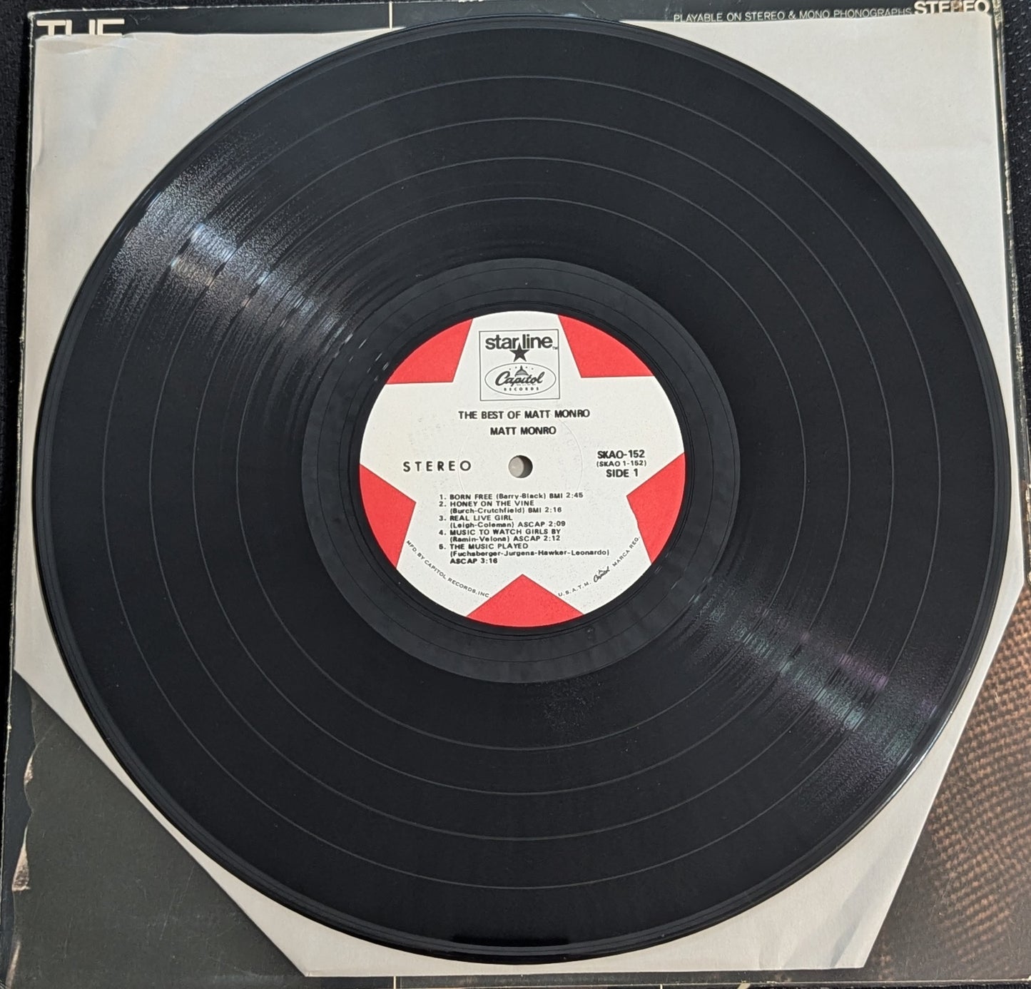 MATT MONRO The Best of Matt Monro LP Vinyl Record Capitol SKAO 152 (VG Vinyl, G+ Sleeve)
