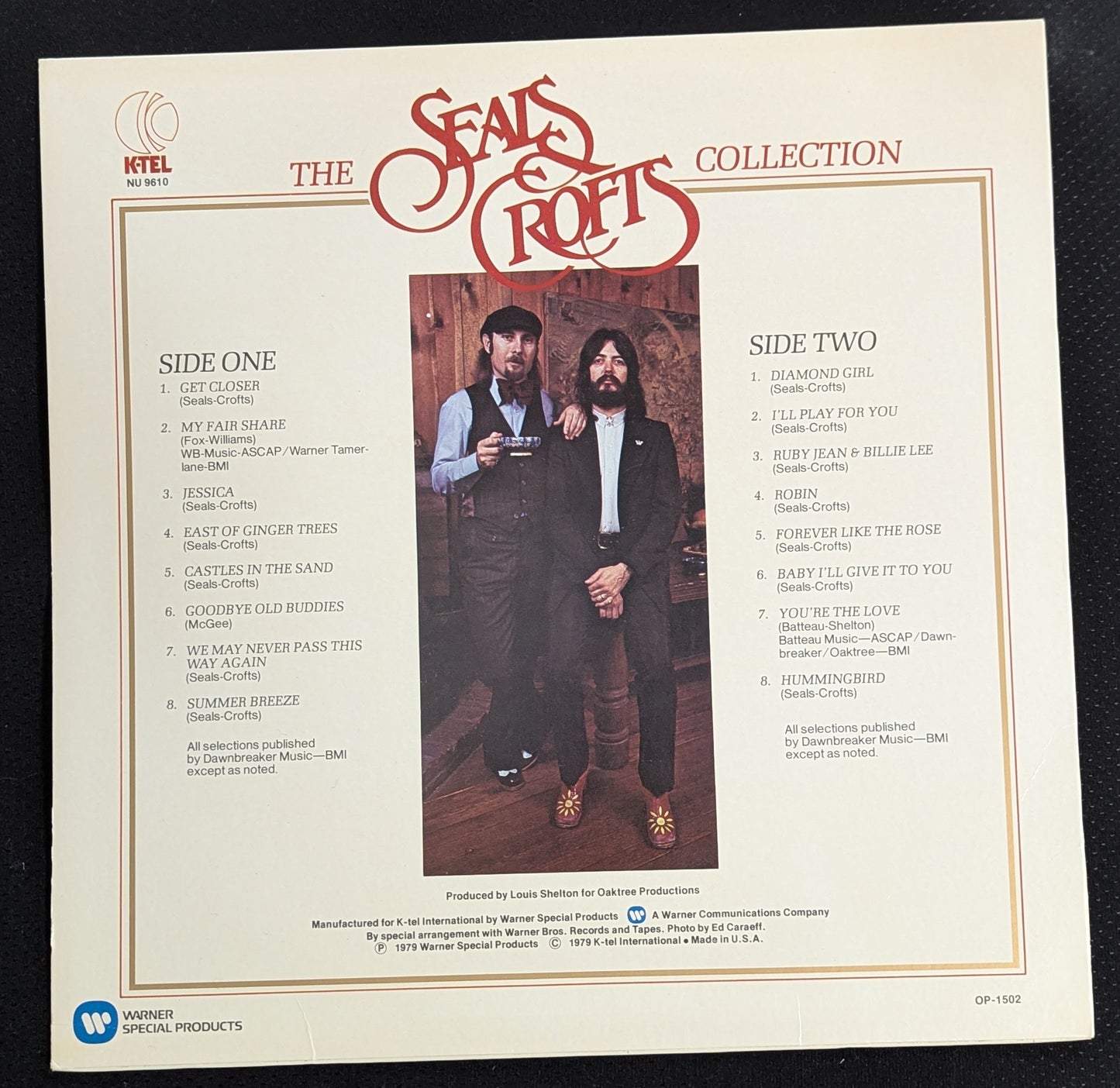 Seals & Crofts Collection LP Vinyl Record 1979 KTEL NU 9610 Original Hits (VG Vinyl, VG+ Sleeve)