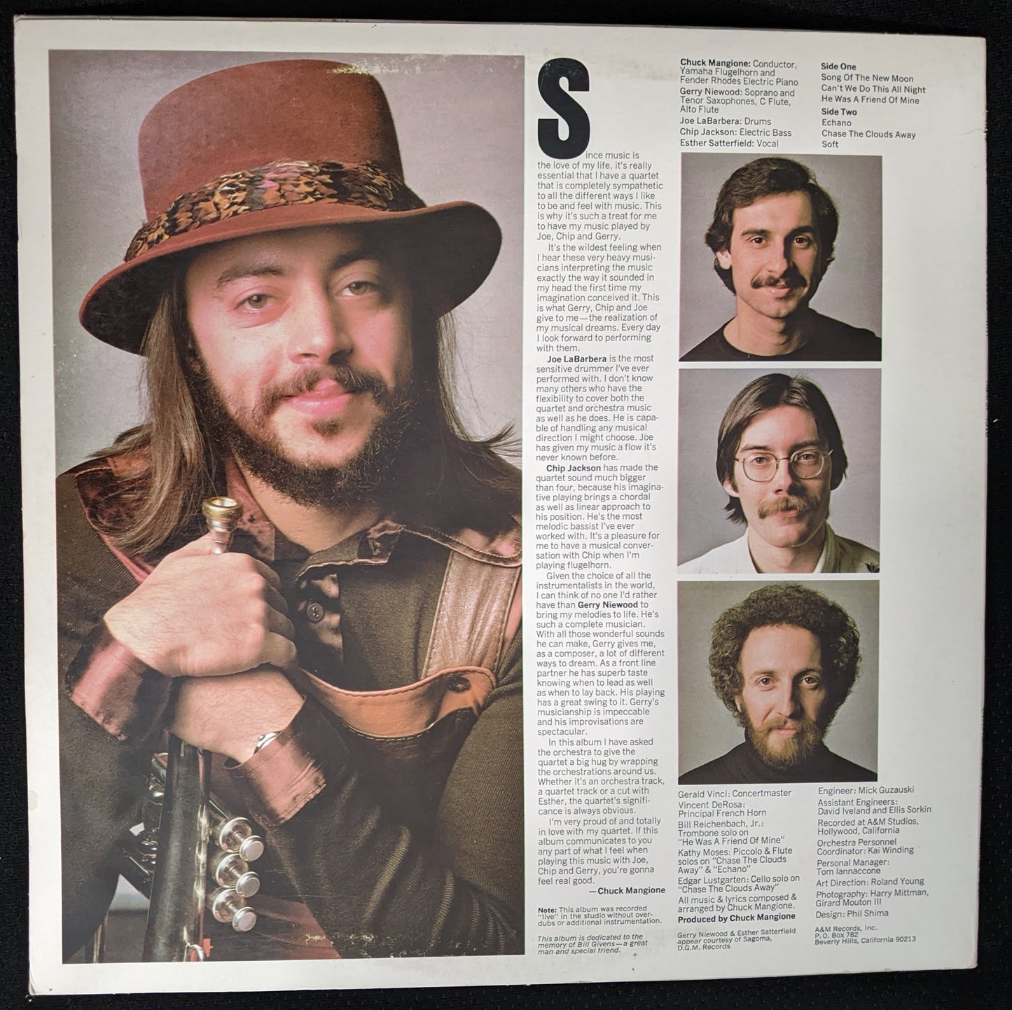 CHUCK MANGIONE Chase the Clouds Away LP Vinyl Record 1975 A&M SP-4518 Jazz (VG Vinyl, VG+ Sleeve)