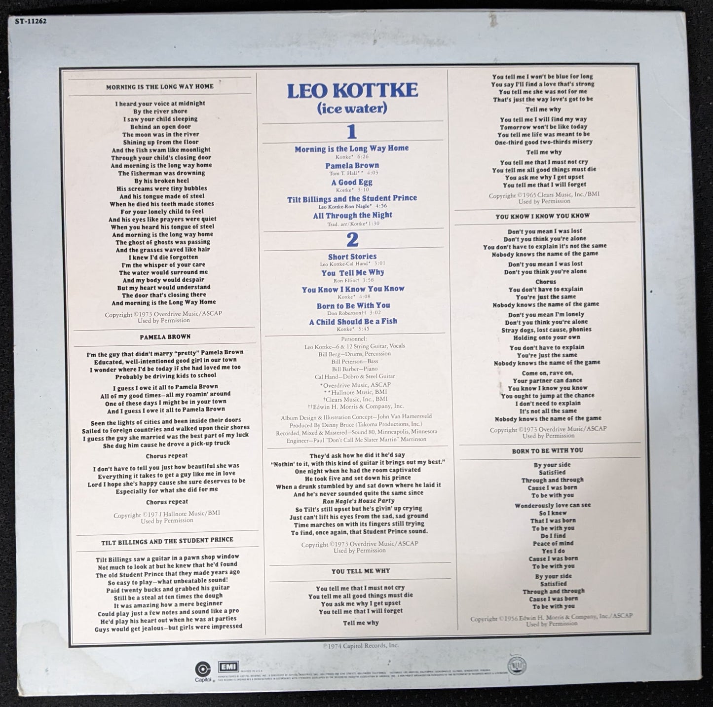 LEO KOTTKE Ice Water LP Vinyl Record 1974 ST-11262 (VG Vinyl, G+ Sleeve)