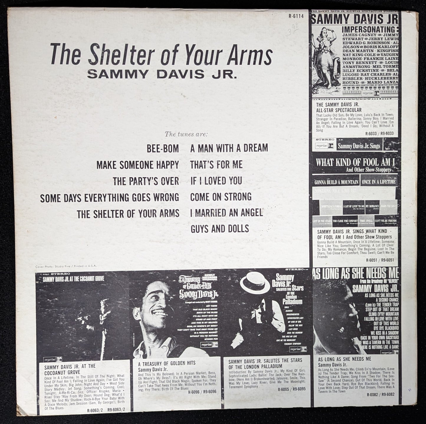 SAMMY DAVIS JR The Shelter Of Your Arms LP Vinyl Record 1964 Reprise R-6114 (VG Vinyl, G+ Sleeve)